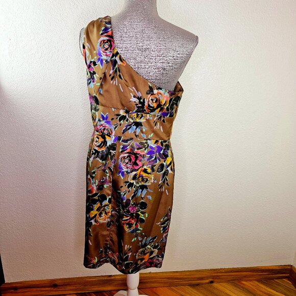 Trina Turk Silk One Shoulder Sleeveless Floral Dress Size 10 - Picture 4 of 7